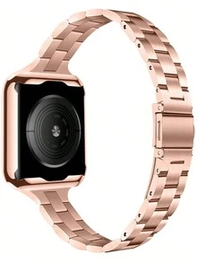 1 件男女通用玫瑰金金屬 3 帶保護殼兼容 Apple Watch 錶殼 40 毫米/41 毫米/44 毫米/45 毫米;兼容 Apple Watch Series Se/8/7/6/5/4 錶帶和錶殼組合 - 玫瑰金 - 查看 2