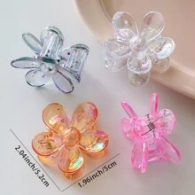4入組女士彩色透明小花髮卡,簡約風格,適用於日常生活,可愛 - 彩色 - 查看 2