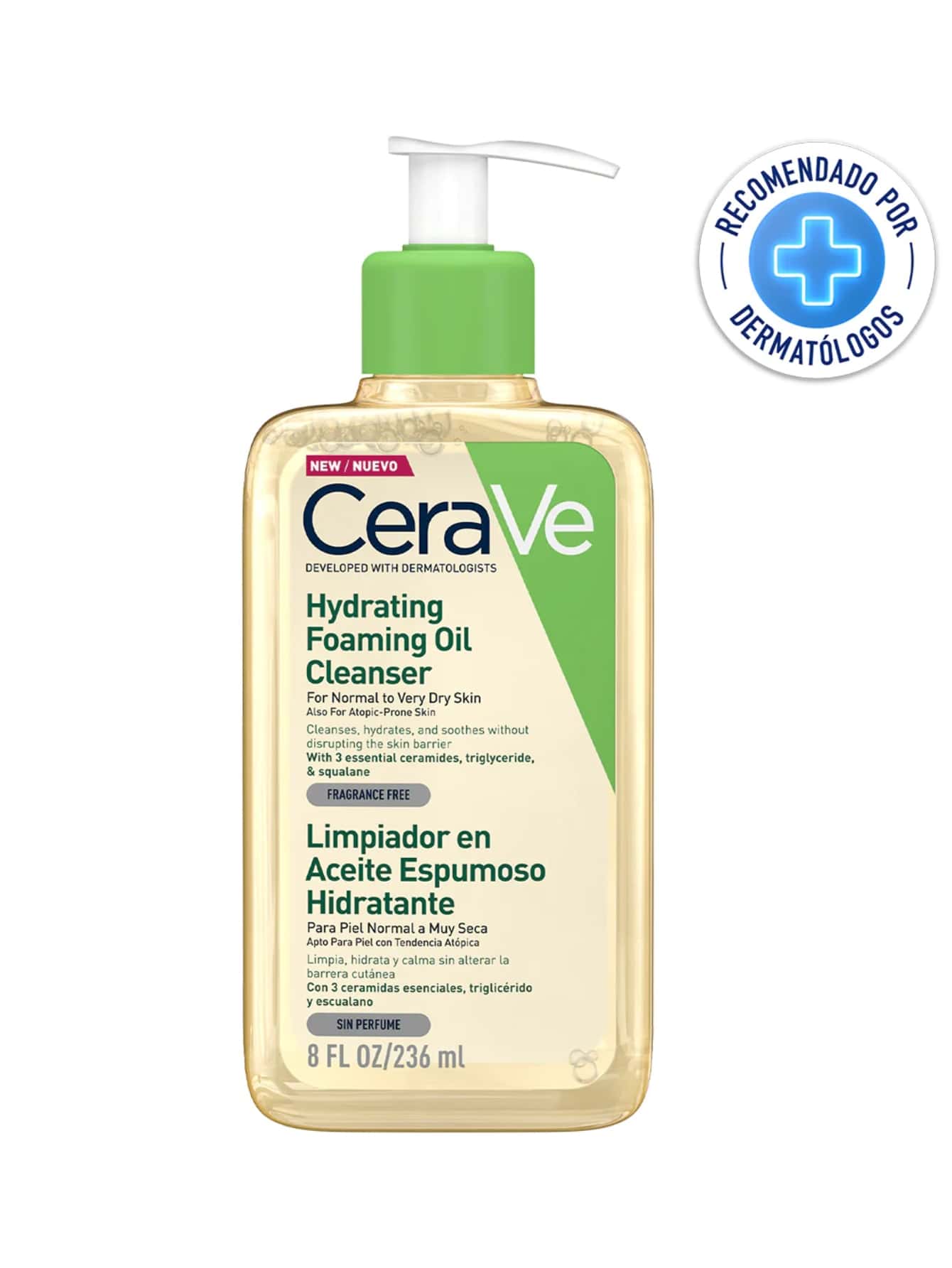 CeraVe Limpiador En Aceite Espumoso Hidratante Piel Normal A Muy Seca 236Ml - Verde Lima - Ver 1