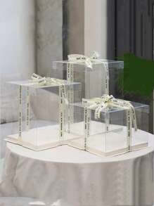 1pc Transparent Display Box, Gift Packaging Box, For Holiday Party Gifts Packaging, Christmas, Halloween, Valentine's Day Gift Box Decor, Flowers Shoes PET Gift Box,Christmas Valentine Day