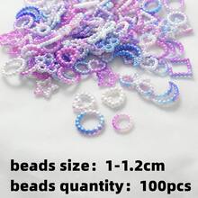 Yiwu Qiyou Accessories Co., LTD 件裝約 100 顆壓克力混合心形和星星設計珠子，用於製作手鍊項鍊 - 彩色 - 查看 3