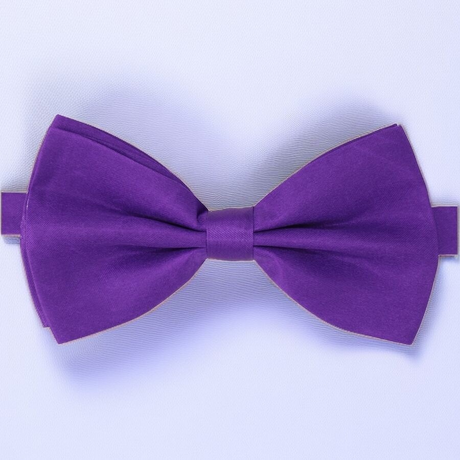 1pc Men's Adjustable Purple Double-layer Polyester Bow Tie, Suitable For Wedding, Party, Performance Or Daily Accessory - Purple - View 1