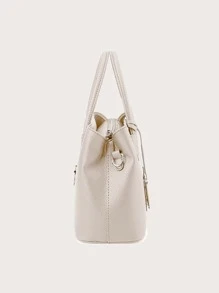 大容量、防水、輕便、便攜、經典、休閒大容量時尚手提包帶吊墜適合青少年女大學生、菜鳥和白領、教師完美適合辦公室、大學、工作、商務、通勤、戶外、旅行、郊遊,返校,教師節,老師禮物 - 白色 - 查看 3