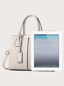 大容量、防水、輕便、便攜、經典、休閒大容量時尚手提包帶吊墜適合青少年女大學生、菜鳥和白領、教師完美適合辦公室、大學、工作、商務、通勤、戶外、旅行、郊遊,返校,教師節,老師禮物 - 白色 - 查看 4