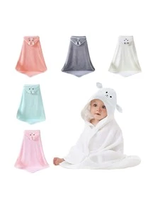 Soft Baby Bath Towel Hood With Ears - Blue - View 1