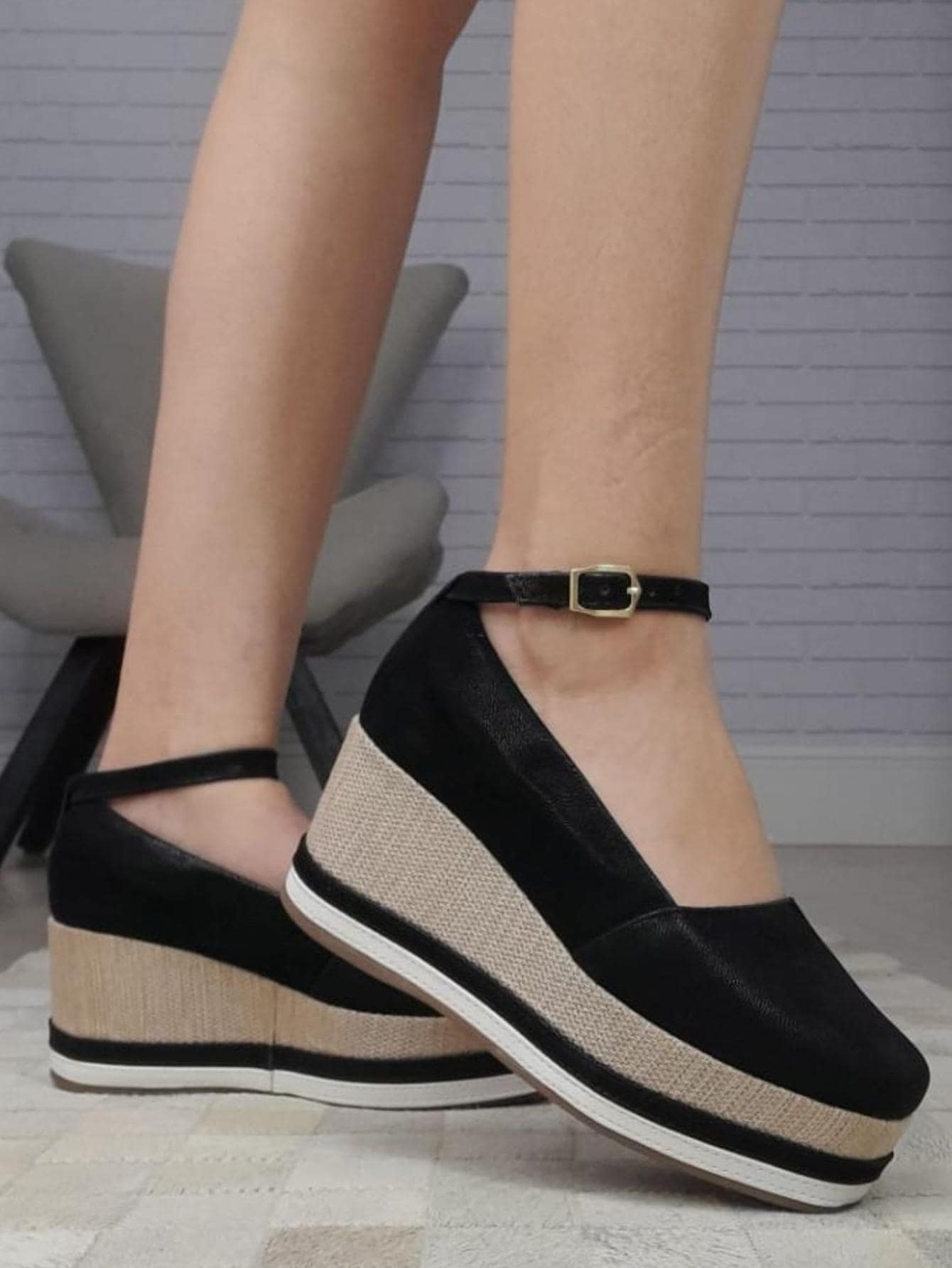 Women Wedge Sneakers - 黑色 - 查看 1