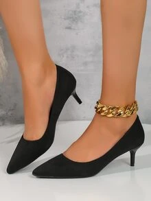 Nuevos Zapatos Negros De Trabajo Profesional Para Mujeres, Tacones Altos Y Delgados Adecuados Para Entrevistas Y Uso De Oficina, Tacones Bajos De 3cm - Negro - Ver 4