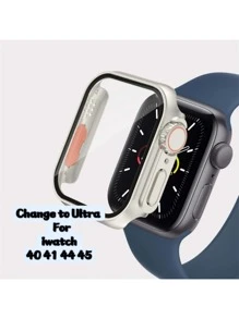 Capa bumper vidro protetor de tela Compativel apple watch 45 44 41 40 Mudança Ultra Iwatch Serio 8 49 MM - Bege - Visão 1
