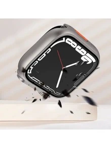 Capa bumper vidro protetor de tela Compativel apple watch 45 44 41 40 Mudança Ultra Iwatch Serio 8 49 MM - Bege - Visão 6