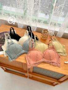 Brasier con Diseño de Encaje para Mujer - Negro - Ver 6