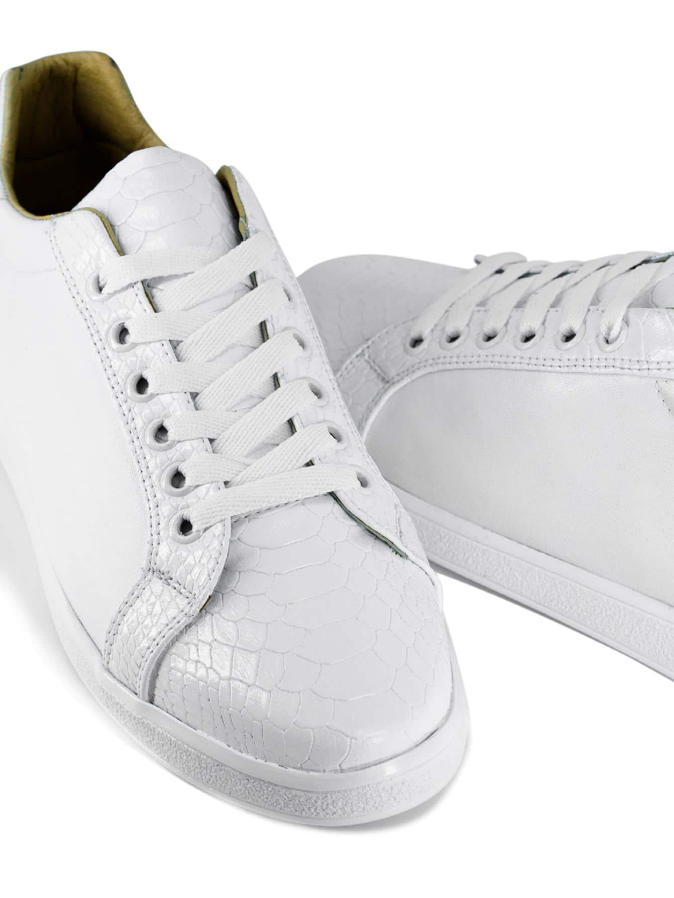 Tenis Sneakers Blancos Liso Det Snake Blanco - Blanco - Ver 1