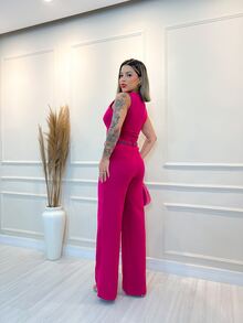 Women Two-piece Outfits - Hot Pink - View 2
