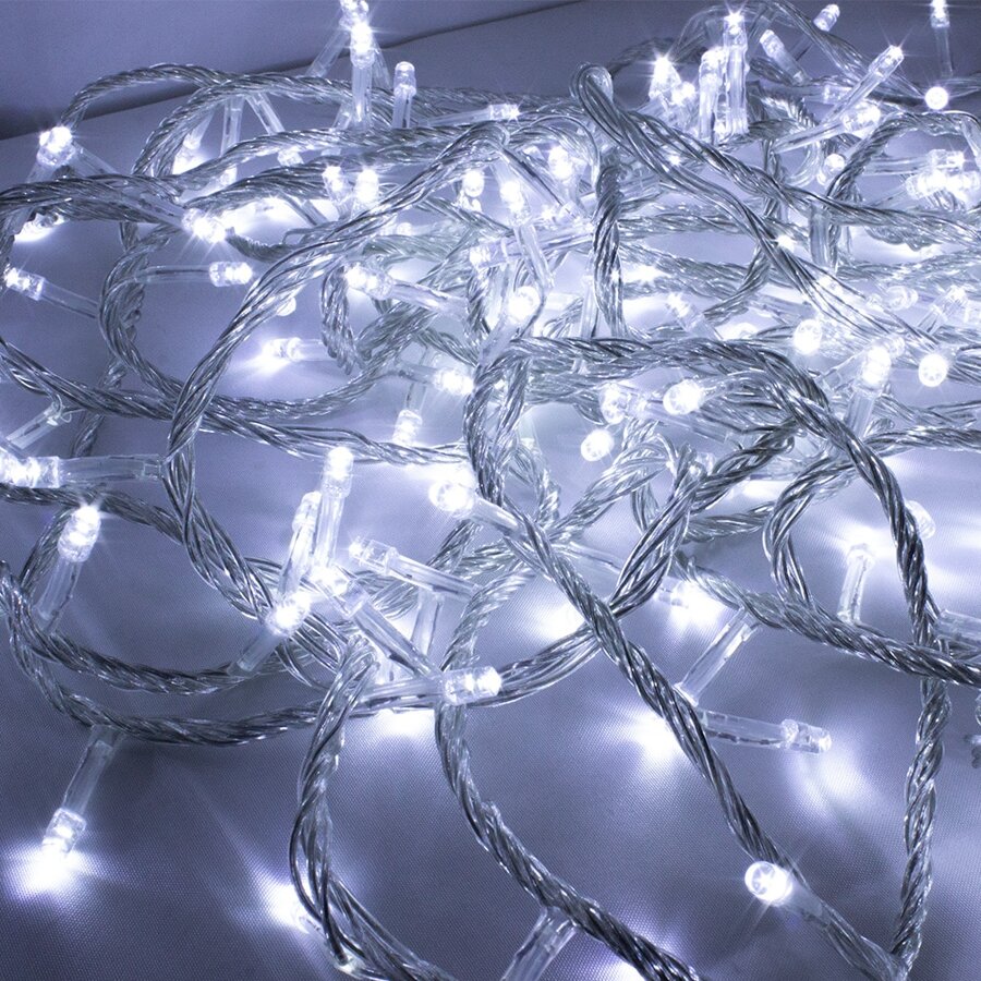 Christmas LED Light Series 60 Led White Light 3 Meters 8 Functions Transparent Cable LED Spotlight Series - White - View 1