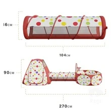 Casa de campaña, tunel y alberga de pelotas, juguetes 3 en 1, tienda de campaña con alberca de pelotas (pelotas no incluidas) para niñas y niños, plegable ligero y portatil - Rojo - Ver 4