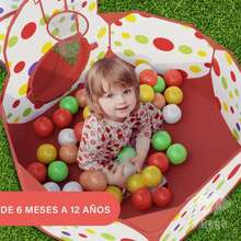 Casa de campaña, tunel y alberga de pelotas, juguetes 3 en 1, tienda de campaña con alberca de pelotas (pelotas no incluidas) para niñas y niños, plegable ligero y portatil - Rojo - Ver 6