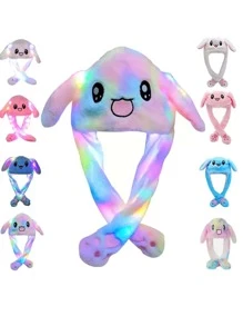 Gorritos con luz led, orejas movibles. sombreros de de felpa suave cálido para niñas, adultos (Modelos y colores al azar). - Multicolor - Ver 1