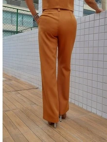 Women Suit Pants - Camel - View 2