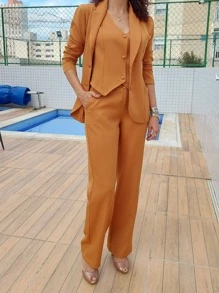 Women Suit Pants - Camel - View 1