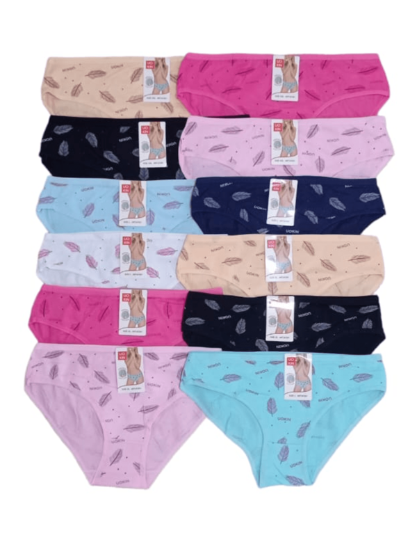 Paquete De 12 Piezas Calzon Bikini Pantaleta Algodon Dama Tallas y Colores Surtidos Economico , Envio de Modelo Al Azar Dependiendo Disponibilidad