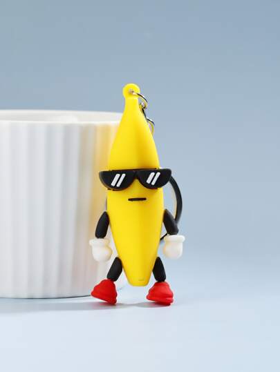 1pc Men's Multicolor Cute And Versatile Soft Rubber Cartoon Banana Keychain, Bag Hanging Accessory, Best Gift For Students Car Accessories Bag Charm School Goth Y2k