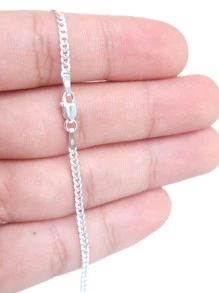 Corrente correntinha Cordão Grumet Escama de Peixe 60 Cm 2.2 MM na Prata Italiana Legitima Pura - Prata - Visão 9
