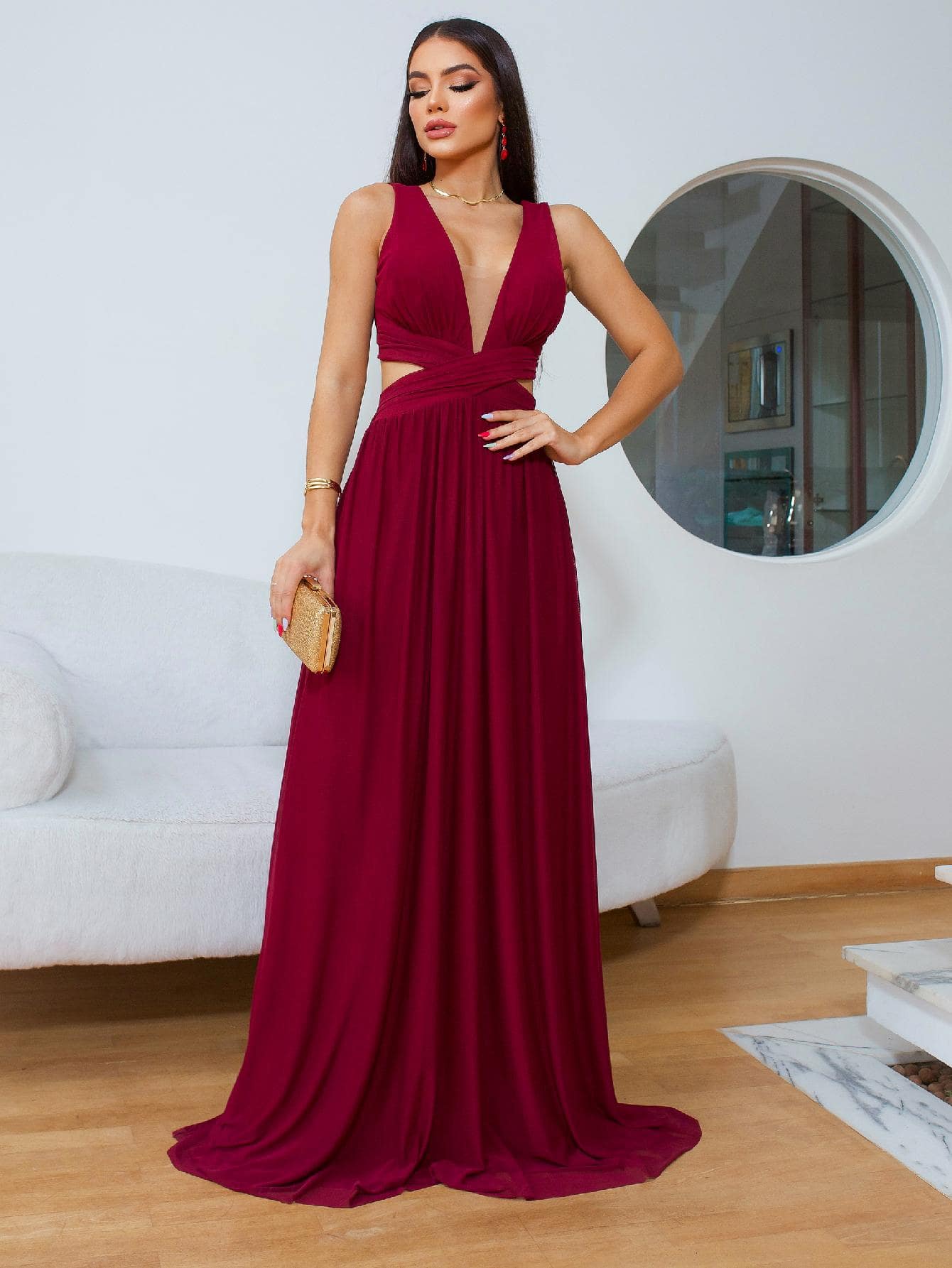 Women Party Dresses - Redwood - View 1