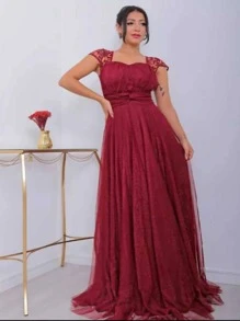 Women Dresses - 紅木色 - 查看 1