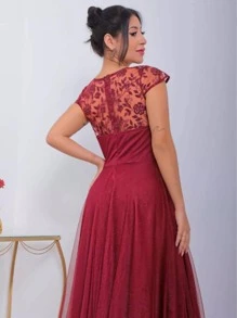 Women Dresses - 紅木色 - 查看 2