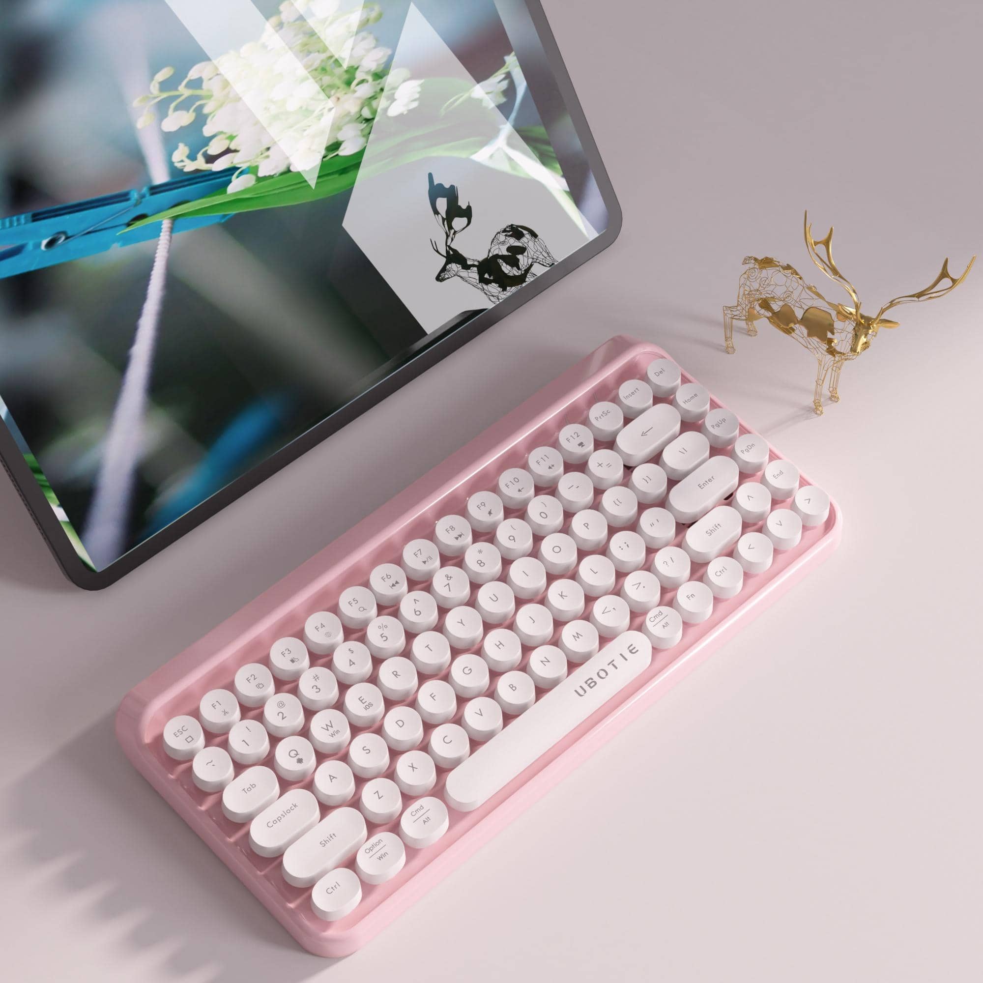 UBOTIE Portable Bluetooth Colorful Computer Keyboards, Wireless Mini