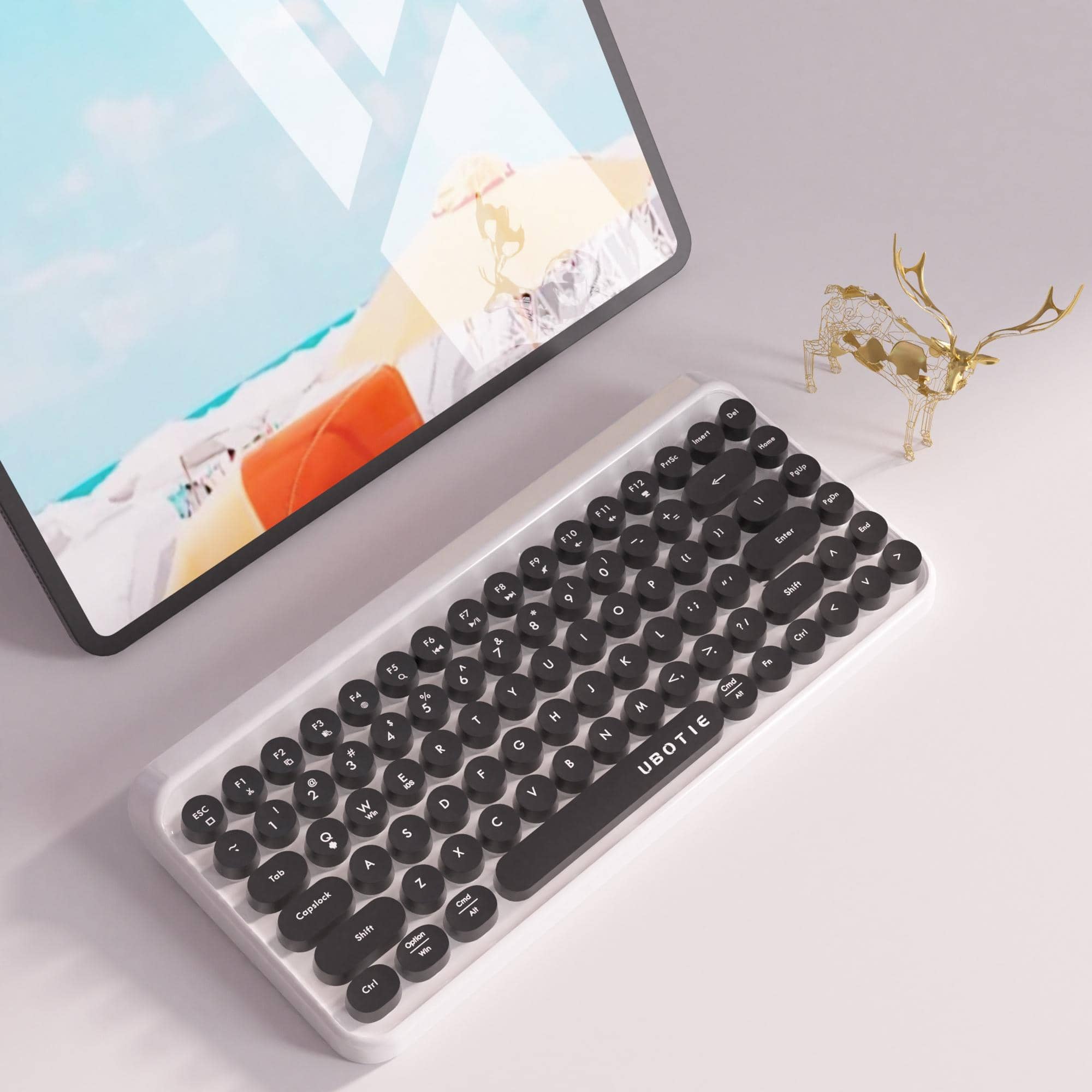 UBOTIE Portable Bluetooth Colorful Computer Keyboards, Wireless Mini