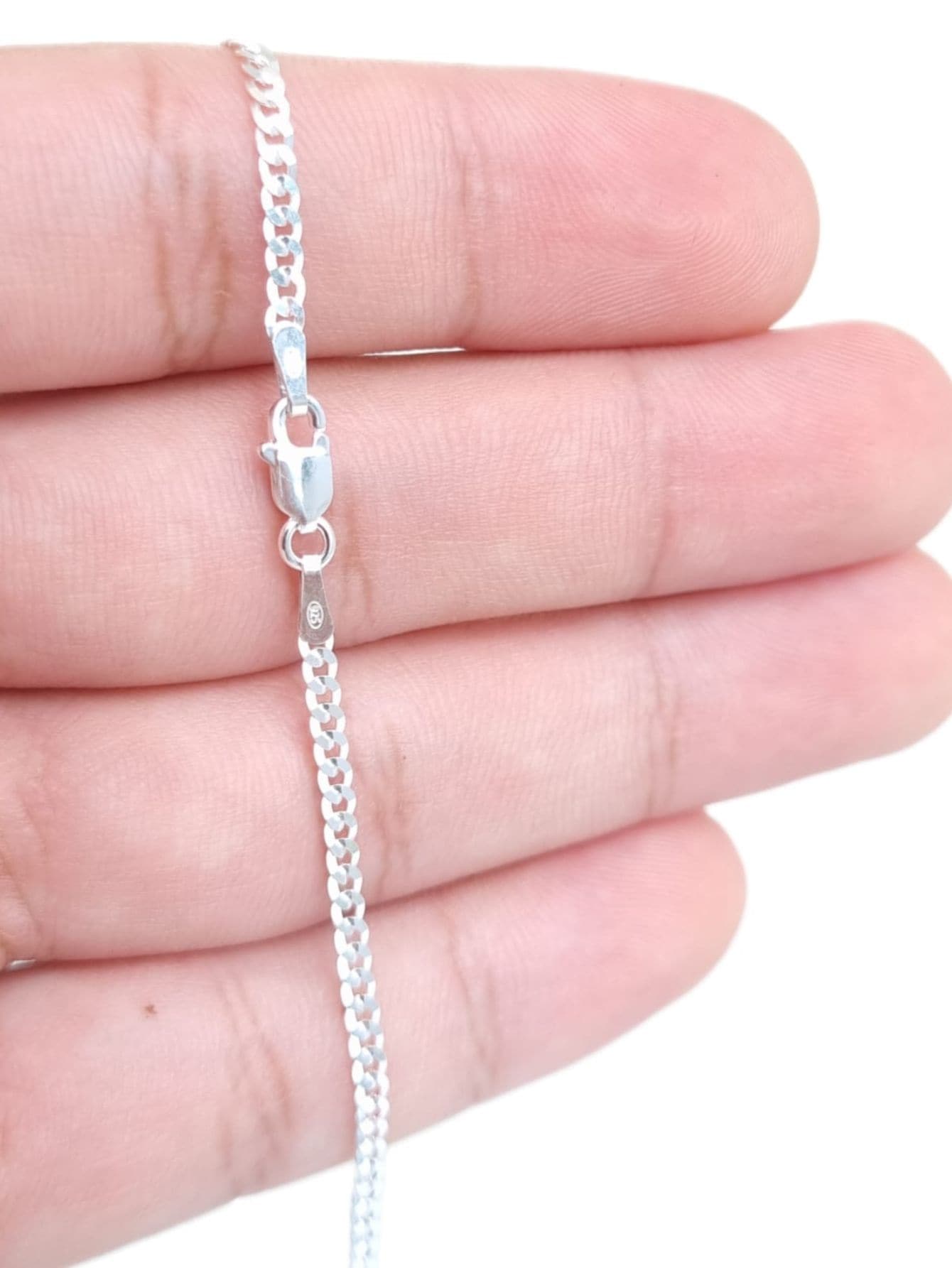Corrente correntinha Cordão Grumet Escama de Peixe 50 Cm 2.2 MM na Prata Italiana Legitima Pura - Prata - Visão 1