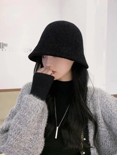 1 件女士雪尼尔渔夫帽，休闲针织渔夫帽，简约设计，适合日常生活冬季秋冬装