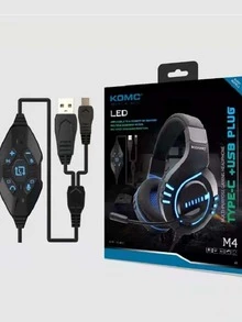 DIADEMA AUDIFONO  CON MICROFONO PARA GAMER CON LUCES RGB LED ENTRADA TYPEC CABLE REFORZADO DE 2M - Azul - Ver 2