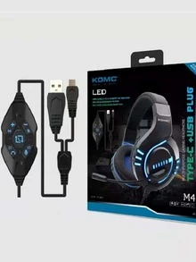 HEADBAND HEADBAND WITH MICROPHONE FOR GAMER WITH RGB LED LIGHTS TYPEC INPUT REINFORCED 2M CABLE - 紅色 - 查看 2