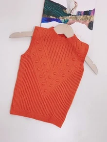 Women Knit Tops - 橘色 - 查看 4