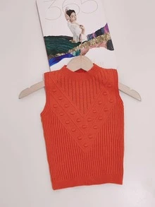 Women Knit Tops - 橘色 - 查看 2