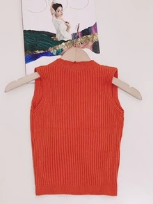 Women Knit Tops - 橘色 - 查看 3