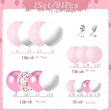 91 chiếc Màu hồng Vòng hoa bóng bay Arch Bộ dụng cụ , Bao gồm Ánh sáng Màu hồng Và Trắng Bóng bay , Kim loại Vàng hồng Quả bóng bay , Bông Giấy Bóng bay , Cô dâu Gương sen , Lễ cưới , Sinh nhật , Tiệc kỷ niệm - Hồng - Xem 3