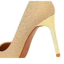 Zapatos de tacón de aguja de mujeres de moda elegante simple sin cordones exterior - Albaricoque - Ver 3