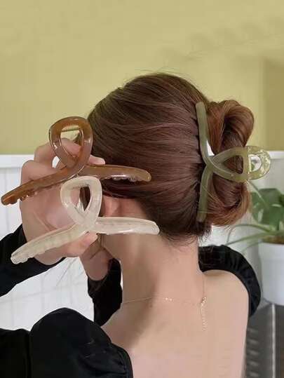 3件套女士多色亚克力简约大号发夹日常休闲发夹