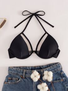 镂空吊带钢圈性感比基尼上衣夏季 - 黑色 - 查看 2