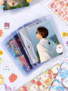 5pcs Transparent Card Sleeve With 1 Random Sticker, Suitable For Various Trading Card Games, Such As Photo Cards, Etc. Back To School - Clear - View 2