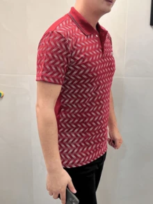 Men Polo Shirts - 酒紅色 - 查看 2