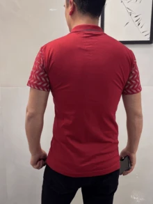 Men Polo Shirts - 酒紅色 - 查看 3