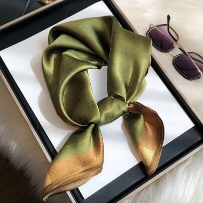 1pc 26.77 Inch Imitated Silk Printed Square Scarf, Fashionable & Multifunctional, Can Be Used As Headband, Scarf, Neck Scarf, Bag Accessory For Women Bandana,Hair Band,Head Band Ideal For Dressing Up Your Look