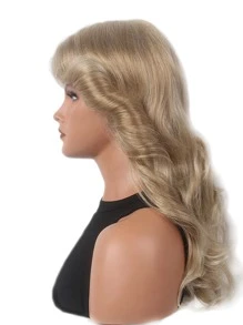 1pc Women's Gold Wig, Suitable For Christmas Party Costume, Paired With Shiny Accessories Including Silver Necklace And Earrings. 70s Disco Wig, Natural Synthetic Full Wig, Retro Party Costume Wig, SRT Wig - Linen Gold - View 4