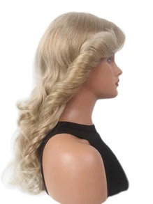 1pc Women's Gold Wig, Suitable For Christmas Party Costume, Paired With Shiny Accessories Including Silver Necklace And Earrings. 70s Disco Wig, Natural Synthetic Full Wig, Retro Party Costume Wig, SRT Wig - Linen Gold - View 5