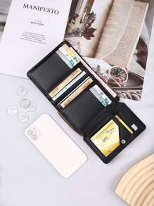 1pc Black Fashionable Simple Three Fold Short Wallet For Men And Women Business Handheld Portable Short Wallet Lightweight Fashion For Anniversary For Birthday Gift For Gift White-Collar Workers For Male For Female Gifts For Teachers Keychain Wallet Business Casual For Women Wallet Mini Wallet Purse Wallet Coin Wallet