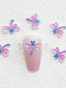 新品到貨,可愛的卡通蜻蜓藍色指甲藝術裝飾 3g