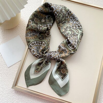 1 st 26,77-tums tryckt fyrkantig halsduk gjord av imiterad siden för kvinnor, multifunktionell som hårband, halsduk, bandana och så vidare Bandana, hårband, pannband Perfekt för att klä upp din look